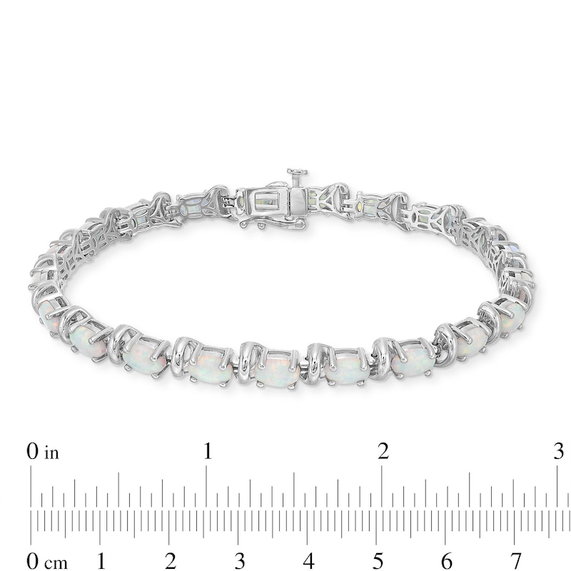 Lab-Created Oval Opal and White Sapphire Line Bracelet in Sterling Silver - 7.25"