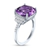 Thumbnail Image 3 of Cushion-Cut Amethyst and White Lab-Created Sapphire Ring in Sterling Silver