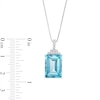 Emerald-Cut Blue Topaz and White Lab-Created Sapphire Pendant in Sterling Silver