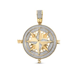 Men's 1.00 CT. T.W. Diamond North Star Compass Necklace Charm in 10K Gold