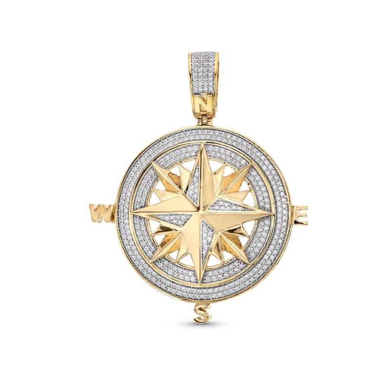 Men's 1.00 CT. T.W. Diamond North Star Compass Necklace Charm in 10K Gold|Peoples Jewellers