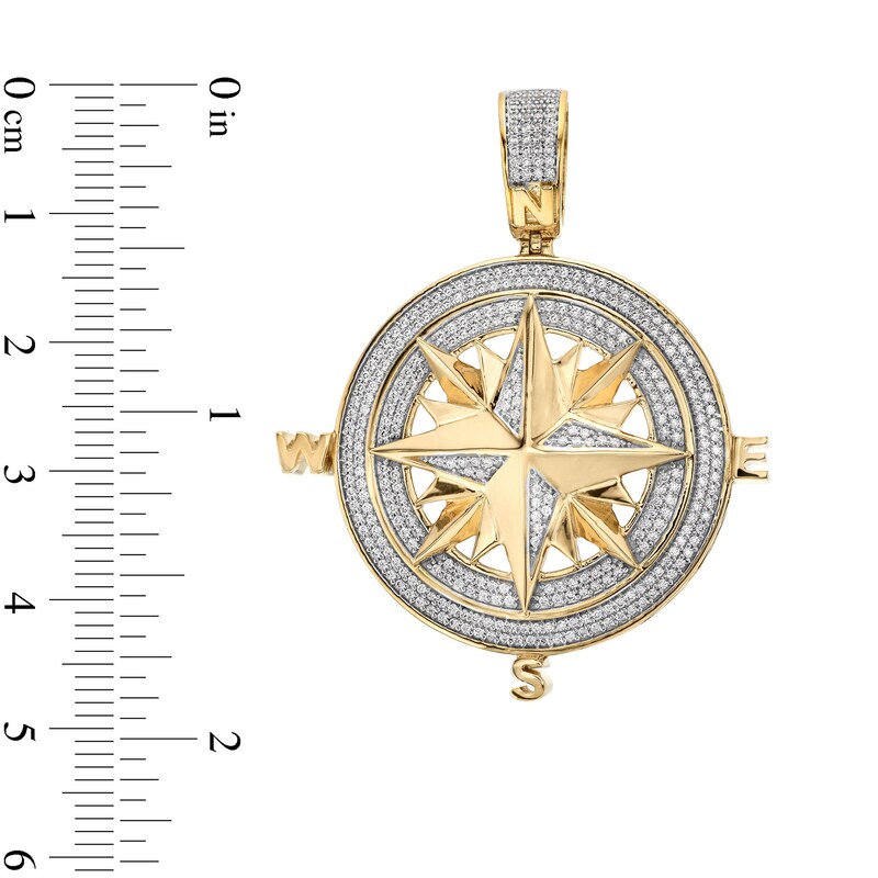 Main Image 2 of Men's 1.00 CT. T.W. Diamond North Star Compass Necklace Charm in 10K Gold