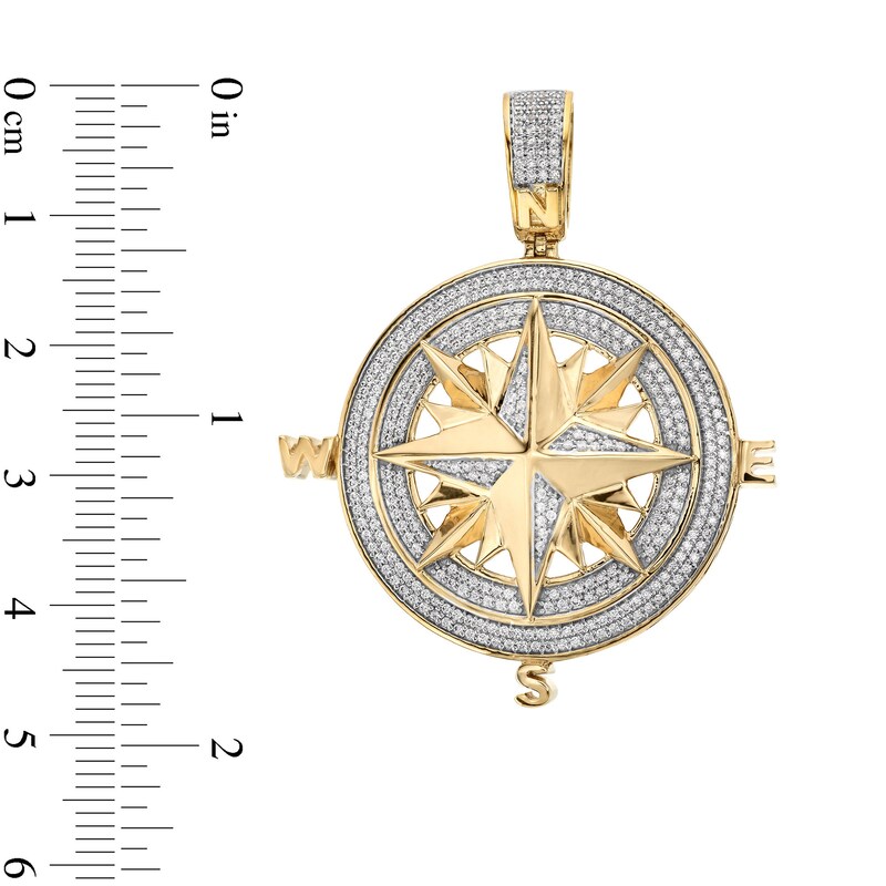 Men's 1.00 CT. T.W. Diamond North Star Compass Necklace Charm in 10K Gold|Peoples Jewellers