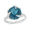 Thumbnail Image 1 of EFFY™ Collection London Blue Topaz and 0.18 CT. T.W. Diamond Swirl Ring in 14K White Gold