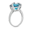 Thumbnail Image 3 of EFFY™ Collection London Blue Topaz and 0.18 CT. T.W. Diamond Swirl Ring in 14K White Gold