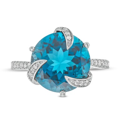 EFFY™ Collection London Blue Topaz and CT. T.W. Diamond Swirl Ring in 14K White Gold