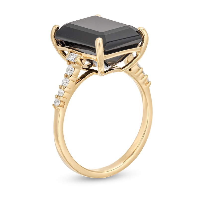 EFFY™ Collection Black Onyx and 0.18 CT. T.W. Diamond Ring in 14K Gold