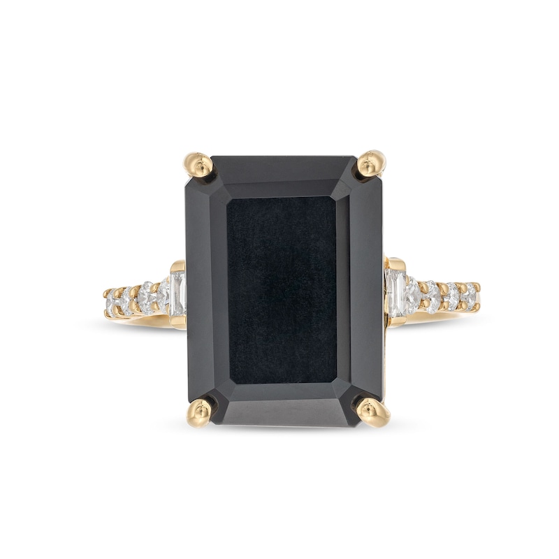 Main Image 4 of EFFY™ Collection Black Onyx and 0.18 CT. T.W. Diamond Ring in 14K Gold