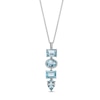 Thumbnail Image 0 of EFFY™ Collection Multi-Shape Aquamarine and 0.085 CT. T.W. Diamond Linear Pendant 14K White Gold