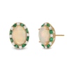 Thumbnail Image 1 of EFFY™ Collection Oval Opal, Emerald and 0.37 CT. T.W. Diamond Frame Earrings in 14K Gold