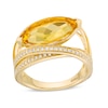 Thumbnail Image 0 of EFFY™ Collection Marquise-Cut Yellow Quartz Amethyst and 0.29 CT. T.W. Diamond Ring in 14K Gold
