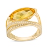 Thumbnail Image 1 of EFFY™ Collection Marquise-Cut Yellow Quartz Amethyst and 0.29 CT. T.W. Diamond Ring in 14K Gold
