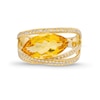Thumbnail Image 3 of EFFY™ Collection Marquise-Cut Yellow Quartz Amethyst and 0.29 CT. T.W. Diamond Ring in 14K Gold