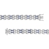 Thumbnail Image 3 of Men's Blue Sapphire and 1.50 CT. T.W. Diamond Link Bracelet in Sterling Silver