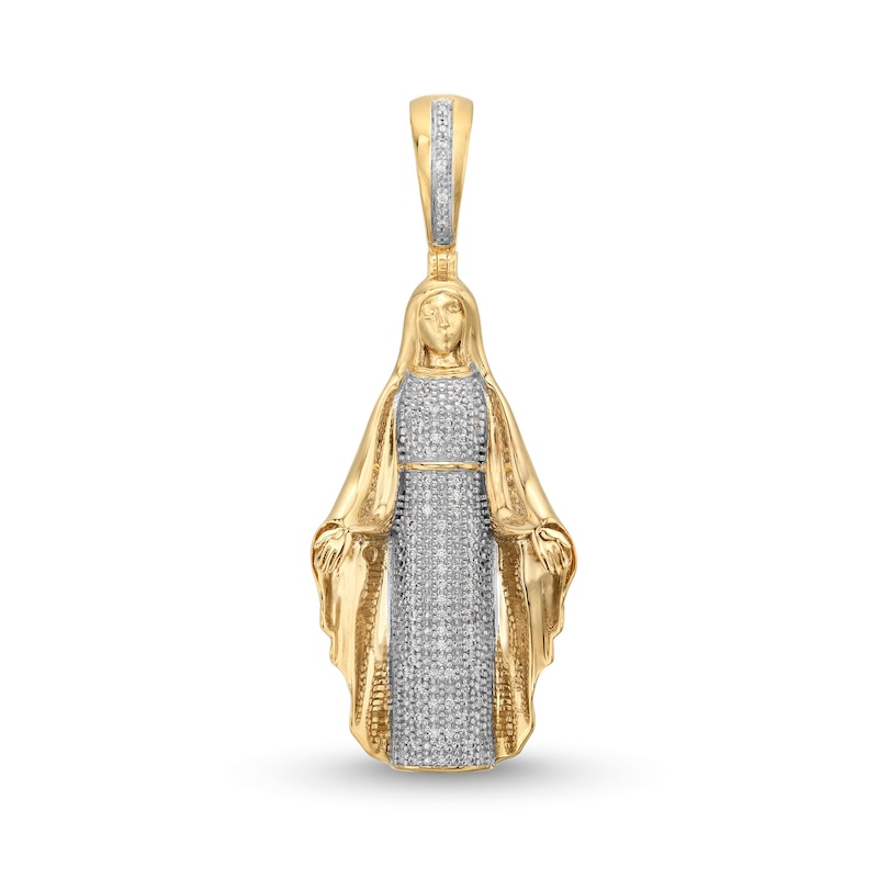 Men's 0.20 CT. T.W. Diamond 3D Virgin Mary Charm in 10K Gold|Peoples Jewellers