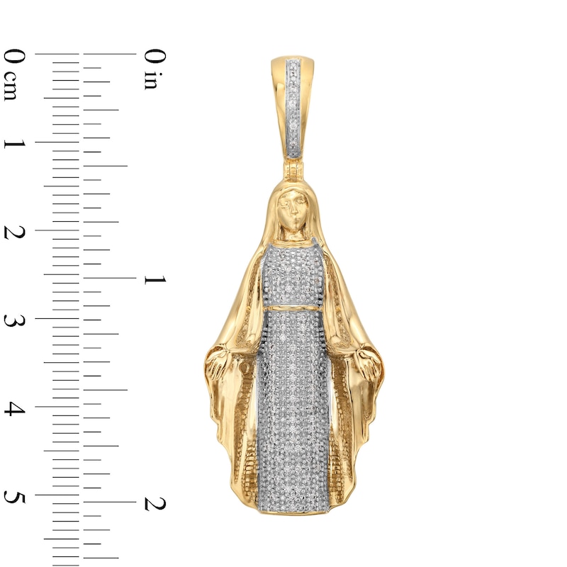 Main Image 2 of Men's 0.20 CT. T.W. Diamond 3D Virgin Mary Charm in 10K Gold