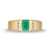 Thumbnail Image 4 of Men's Emerald-Cut Emerald and 0.12 CT. T.W. Diamond Collar Ring in 10K Gold