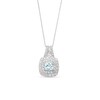 1.25 CT. T.W. Certified Lab-Created Diamond and Aquamarine Frame Pendant in 10K White Gold (F/SI2)