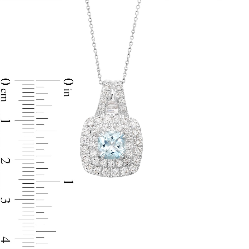 1.25 CT. T.W. Certified Lab-Created Diamond and Aquamarine Frame Pendant in 10K White Gold (F/SI2)
