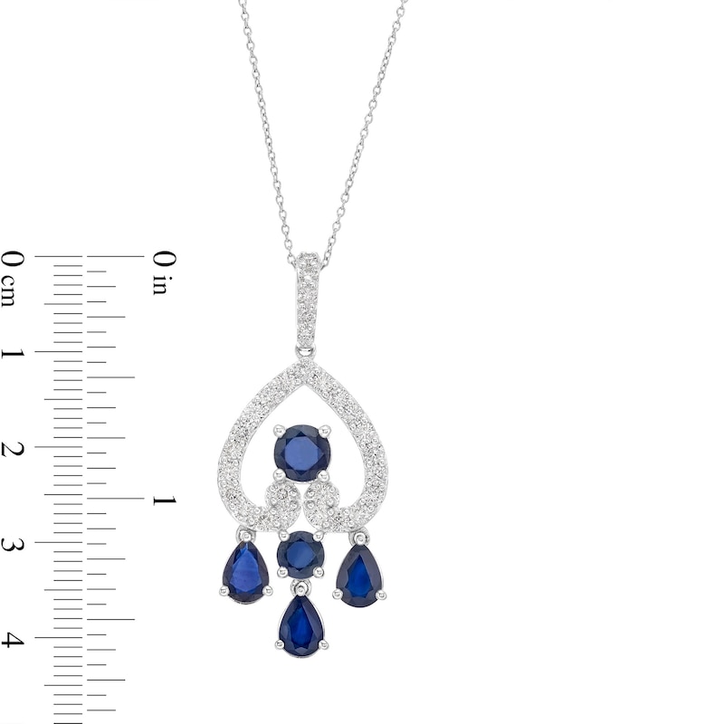 1.00 CT. T.W. Certified Lab-Grown Diamond and Sapphire Chandelier Pendant in 10K White Gold (F/SI2)