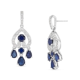 1.00 CT. T.W. Certified Lab-Created Diamond and Sapphire Chandelier Earrings in 10K White Gold (F/SI2)