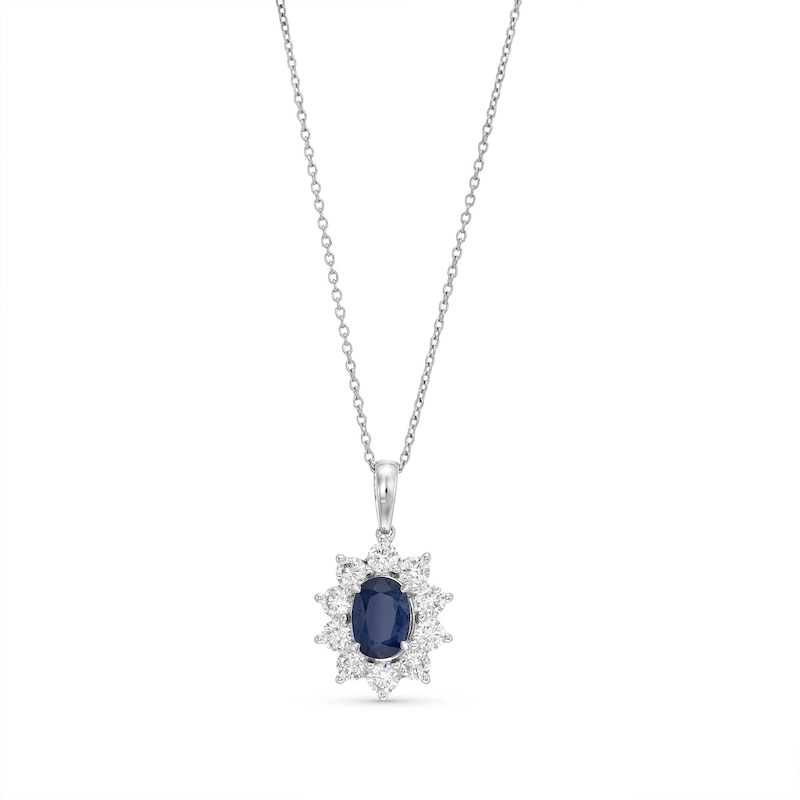 0.75 CT. T.W. Certified Lab-Created Diamond and Sapphire Frame Pendant in 10K White Gold (F/SI2)|Peoples Jewellers