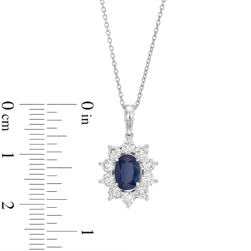 Main Image 3 of 0.75 CT. T.W. Certified Lab-Grown Diamond and Sapphire Frame Pendant in 10K White Gold (F/SI2)