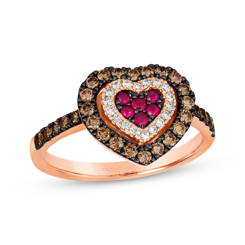 Le Vian® Passion Ruby™ and 0.50 CT. T.W. Diamond Heart Ring in 14K Strawberry Gold™|Peoples Jewellers