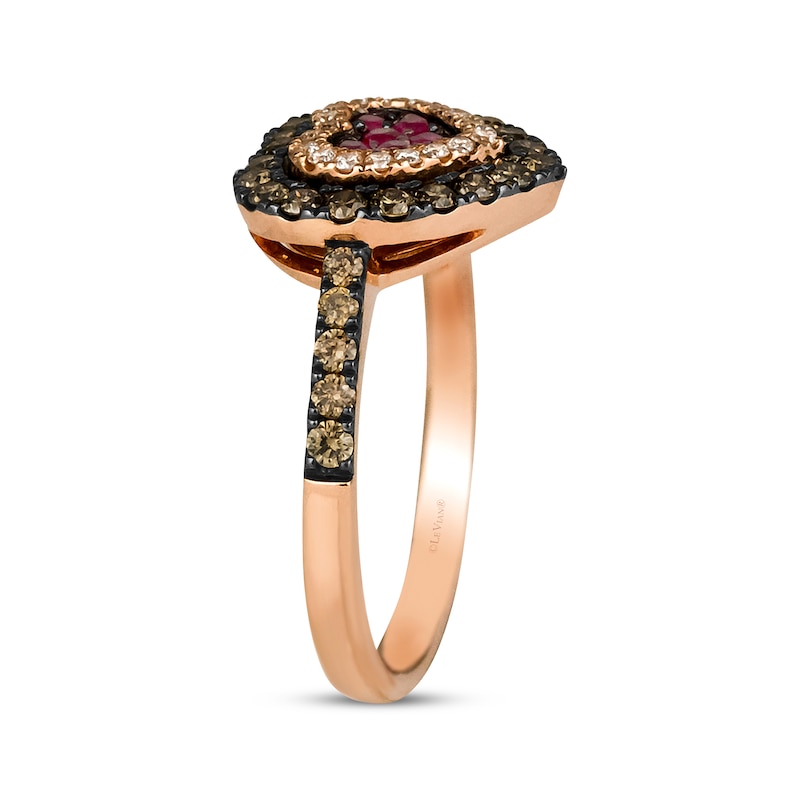 Main Image 2 of Le Vian® Passion Ruby™ and 0.50 CT. T.W. Diamond Heart Ring in 14K Strawberry Gold™