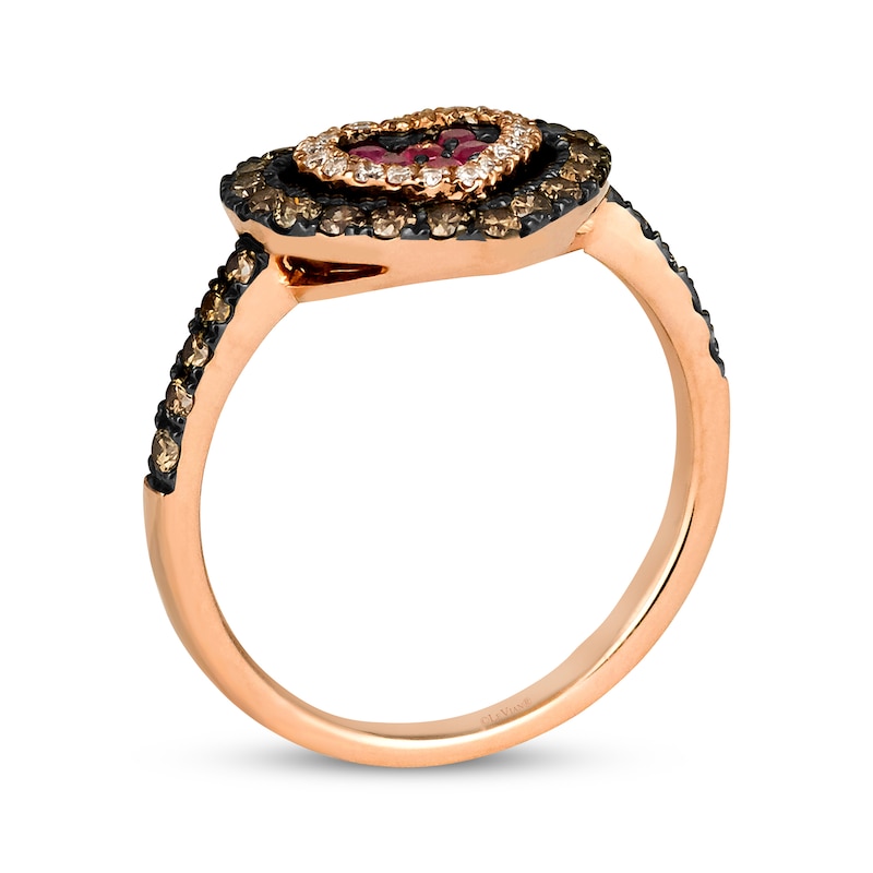Main Image 3 of Le Vian® Passion Ruby™ and 0.50 CT. T.W. Diamond Heart Ring in 14K Strawberry Gold™