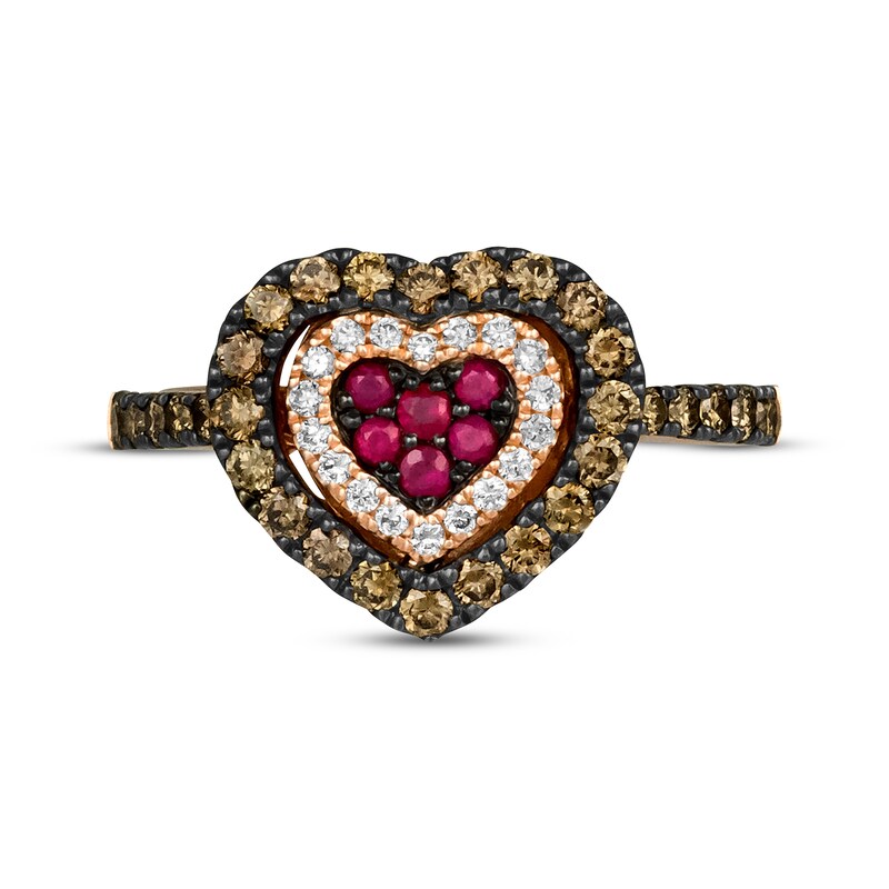 Main Image 4 of Le Vian® Passion Ruby™ and 0.50 CT. T.W. Diamond Heart Ring in 14K Strawberry Gold™