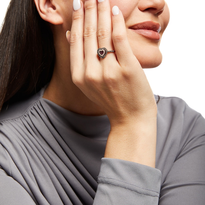 Main Image 5 of Le Vian® Passion Ruby™ and 0.50 CT. T.W. Diamond Heart Ring in 14K Strawberry Gold™