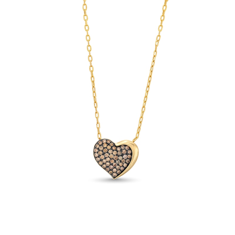 Godiva x Le Vian® 0.30 CT. T.W. Chocolate Diamond® Heart Pendant in 14K Honey Gold™ - 19"