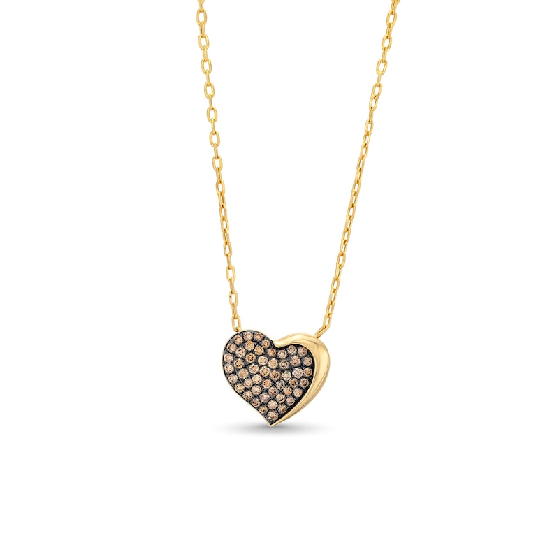 Main Image 1 of Godiva x Le Vian® 0.30 CT. T.W. Chocolate Diamond® Heart Pendant in 14K Honey Gold™ - 19"