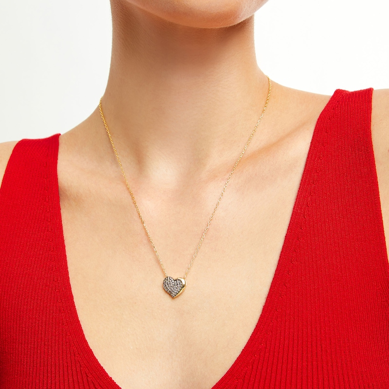 Main Image 2 of Godiva x Le Vian® 0.30 CT. T.W. Chocolate Diamond® Heart Pendant in 14K Honey Gold™ - 19"