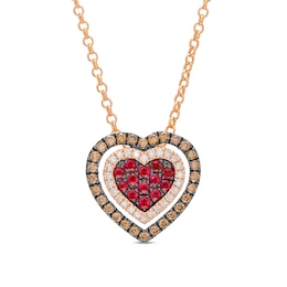 Le Vian® Passion Ruby™ and 0.38 CT. T.W. Diamond Heart Pendant in 14K Strawberry Gold™