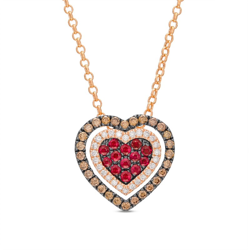 Le Vian® Passion Ruby™ and 0.38 CT. T.W. Diamond Heart Pendant in 14K Strawberry Gold™|Peoples Jewellers
