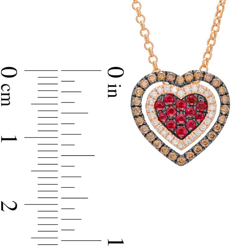 Main Image 2 of Le Vian® Passion Ruby™ and 0.38 CT. T.W. Diamond Heart Pendant in 14K Strawberry Gold™