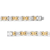 Thumbnail Image 2 of Men's 0.15 CT. T.W. Diamond Link Bracelet in Stainless Steel with Yellow Ion-Plate - 8.5"