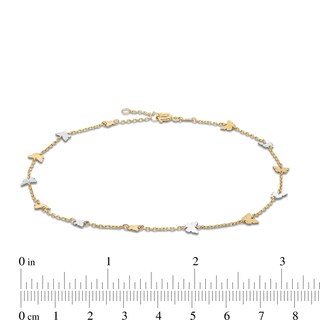 Butterfly Station Anklet in Solid 10K Two Tone Gold - 9.5"