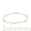 Heart Station Anklet in Solid 10K Gold - 9.5"