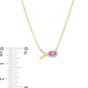 Pink Lab-Created Sapphire and Diamond Accent Awareness Ribbon Necklace in 10K Gold