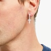 Thumbnail Image 2 of Men's 0.40 CT. T.W. Baguette Diamond Cross Dangle Hoop Earrings in 10K White Gold