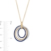 Thumbnail Image 2 of EFFY™ Collection Blue Sapphire and 0.18 CT. T.W. Diamond Loops Pendant 14K Gold