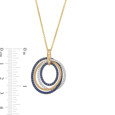 EFFY™ Collection Blue Sapphire and 0.18 CT. T.W. Diamond Loops Pendant 14K Gold