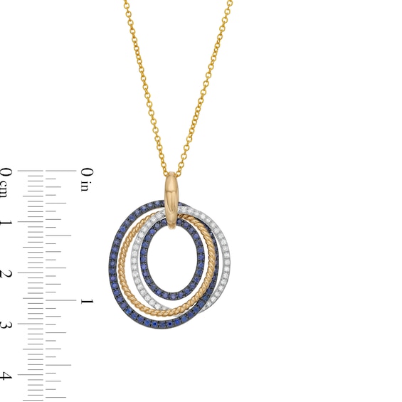 EFFY™ Collection Blue Sapphire and 0.18 CT. T.W. Diamond Loops Pendant 14K Gold