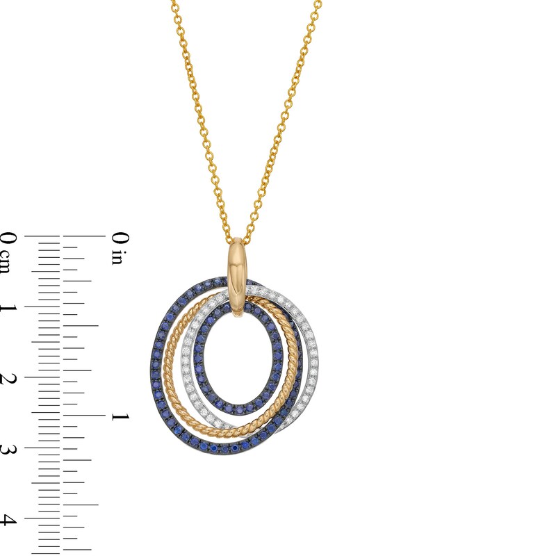 EFFY™ Collection Blue Sapphire and 0.18 CT. T.W. Diamond Loops Pendant 14K Gold