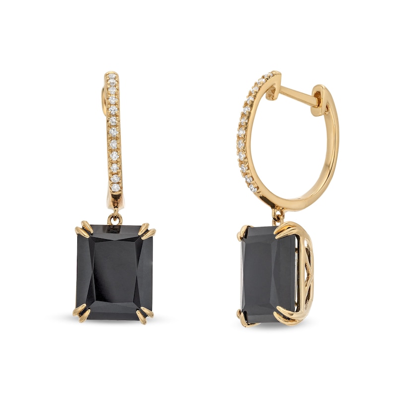 EFFY™ Collection Black Onyx and 0.085 CT. T.W. Diamond Drop Earrings in 14K Gold|Peoples Jewellers