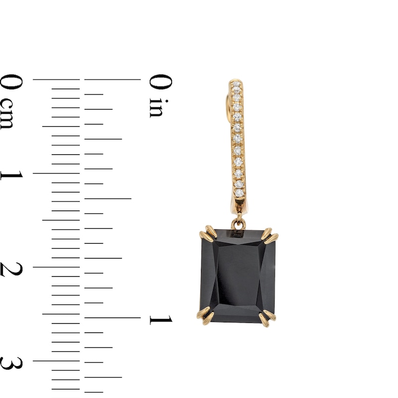 Main Image 3 of EFFY™ Collection Black Onyx and 0.085 CT. T.W. Diamond Drop Earrings in 14K Gold