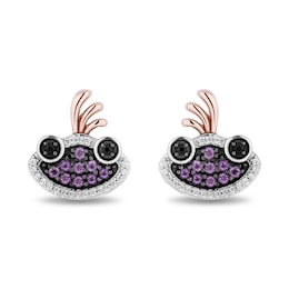 Disney Treasures Monsters, Inc. 0.10 CT. T.W. Black and White Diamond and Amethyst Randall Boggs Stud Earrings in Sterling Silver